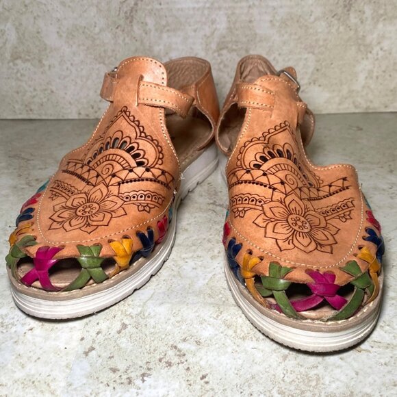 Handcrafted Leather Sandals Guaraches By Artesanas Yajaira Vacation Casual Boho - Picture 2 of 8